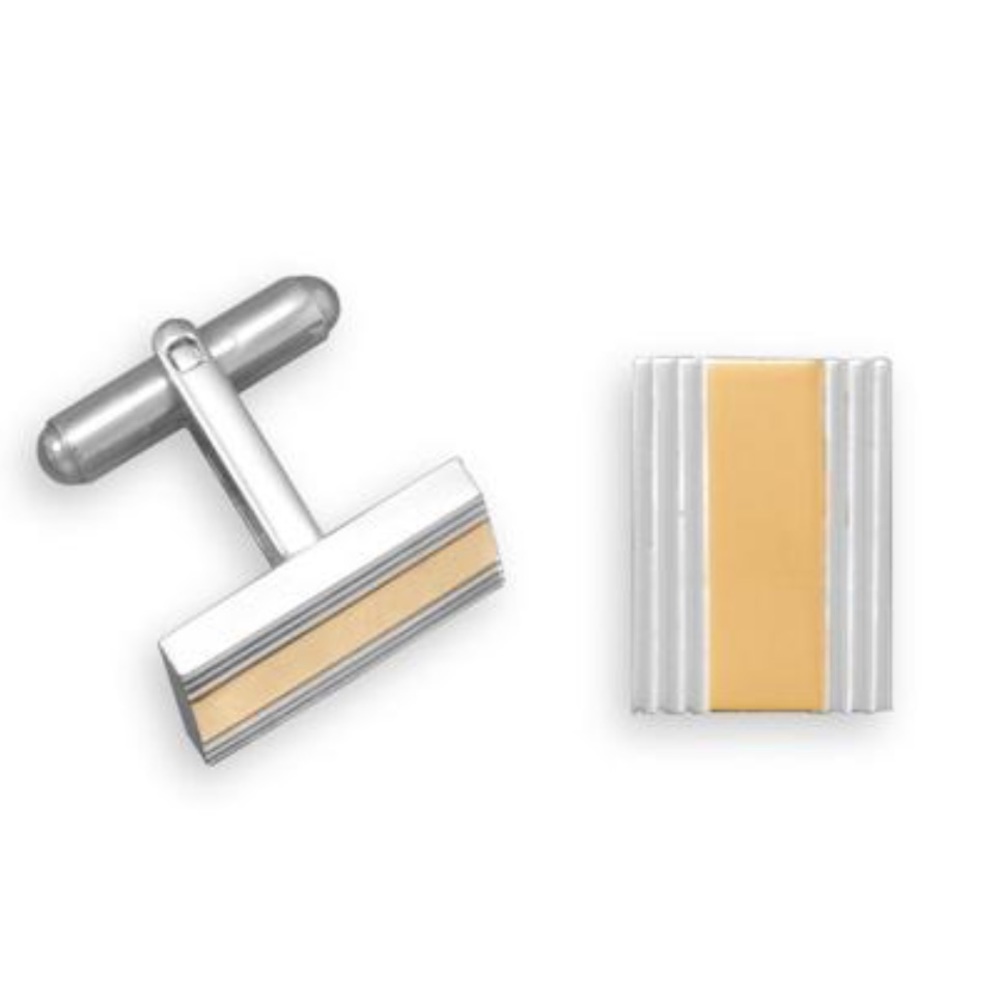 Stainless Steel Cuffs Two Tone
